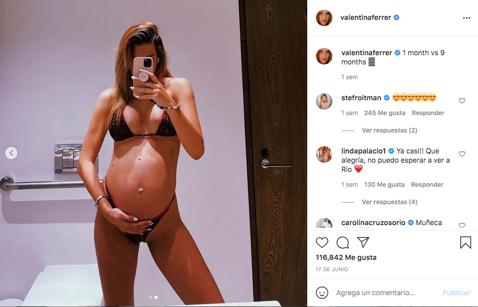 Instagram de Valentina Ferrer con 9 meses de embarazo