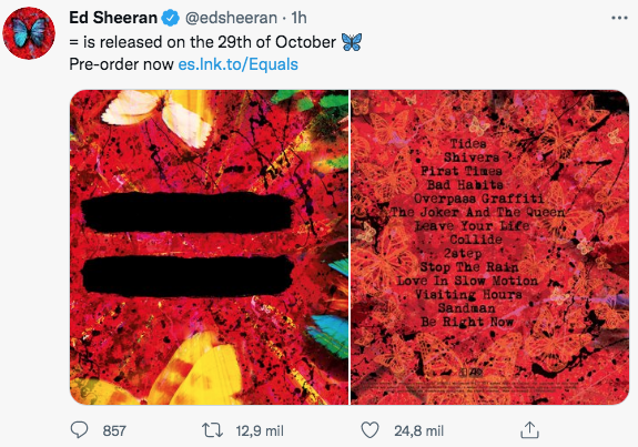 Ed Sheeran anuncia nuevo álbum: "Equals" - Digital